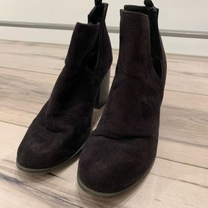 Black suede cutout booties
